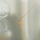 K18金ゴールドネックレス／スリムクロス forレディース Gold Necklace